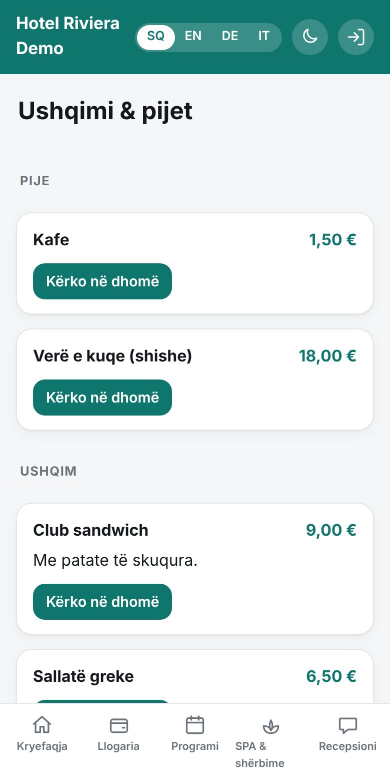 Portali i mysafirit – ushqim dhe menu